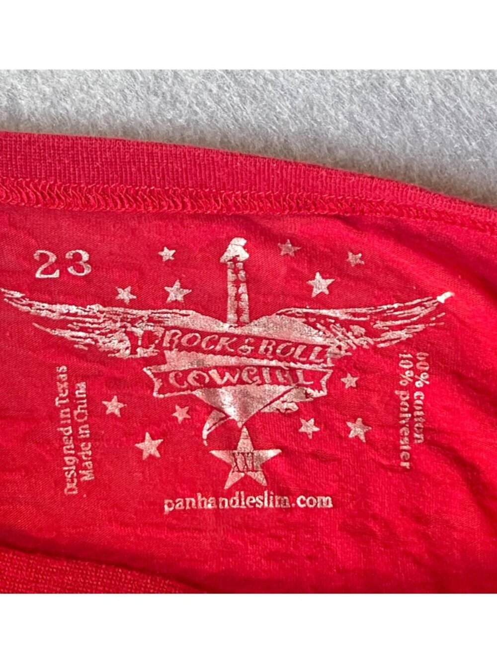 Panhandle Slim Rock & Roll Cowgirl T Shirt women’s XXL Red w/ Black Cross Bling - Picture 4 of 7
